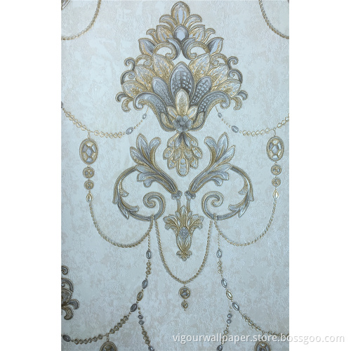 Blumen-Damast-PVC-Tapeten-Hotel-Dekor-Tapete